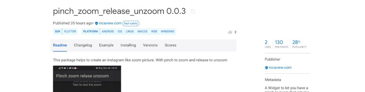Lib Pinch zoom release unzoom